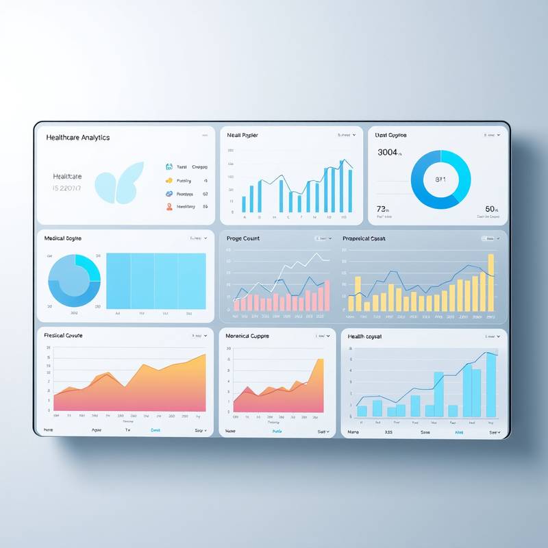 Dashboard of 'HealthMetrics', a healthcare analytics application, displaying charts, graphs, and key performance indicators for patient health management.