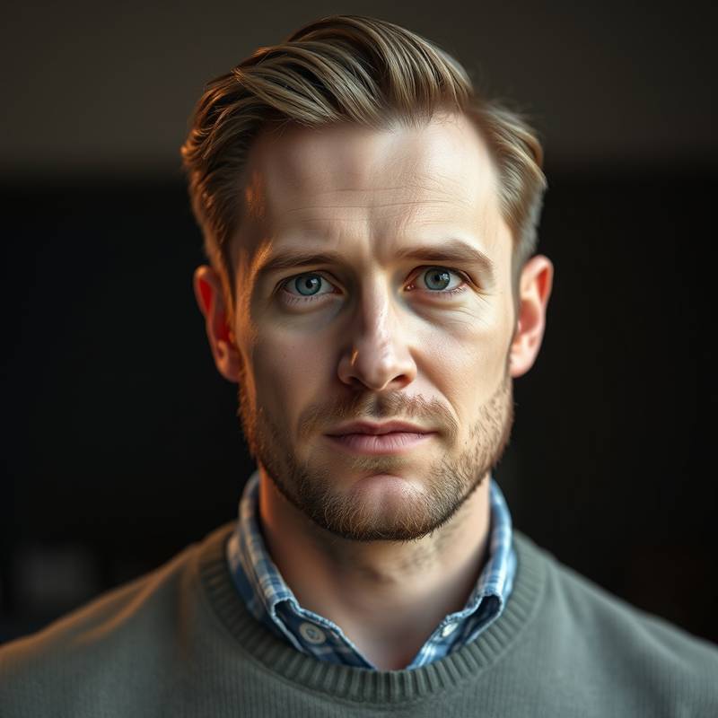 Portrait of Dimitri Volkov, CTO of Aether Studios, with a thoughtful expression