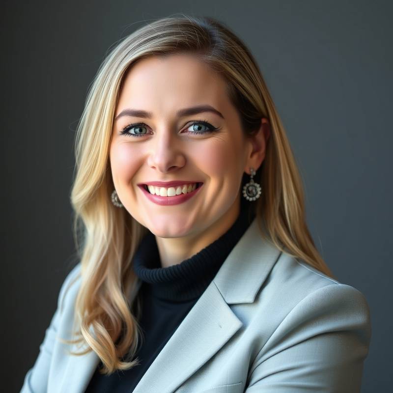 Portrait of Sofia Morozova, CMO of Aether Studios, with a warm and engaging smile