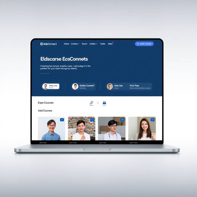 User interface design for 'EduConnect', an educational platform offering online courses, student profiles, and interactive learning tools.